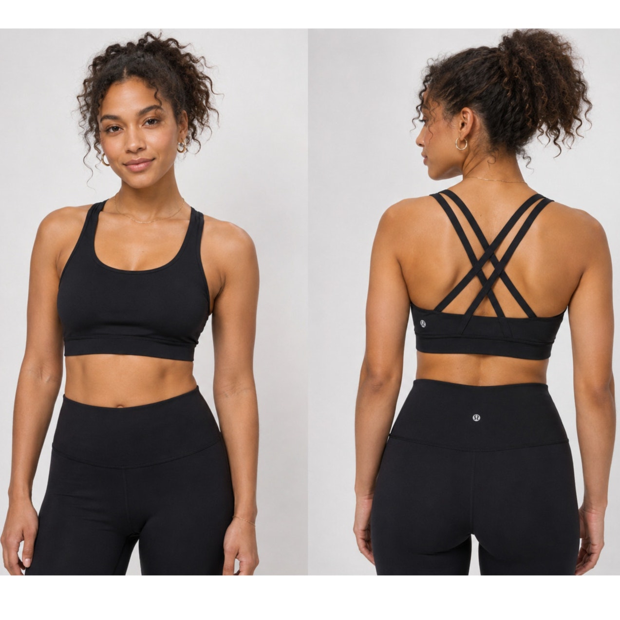 Lululemon Black Round Neck Strappy Racerback Energy Bra 6