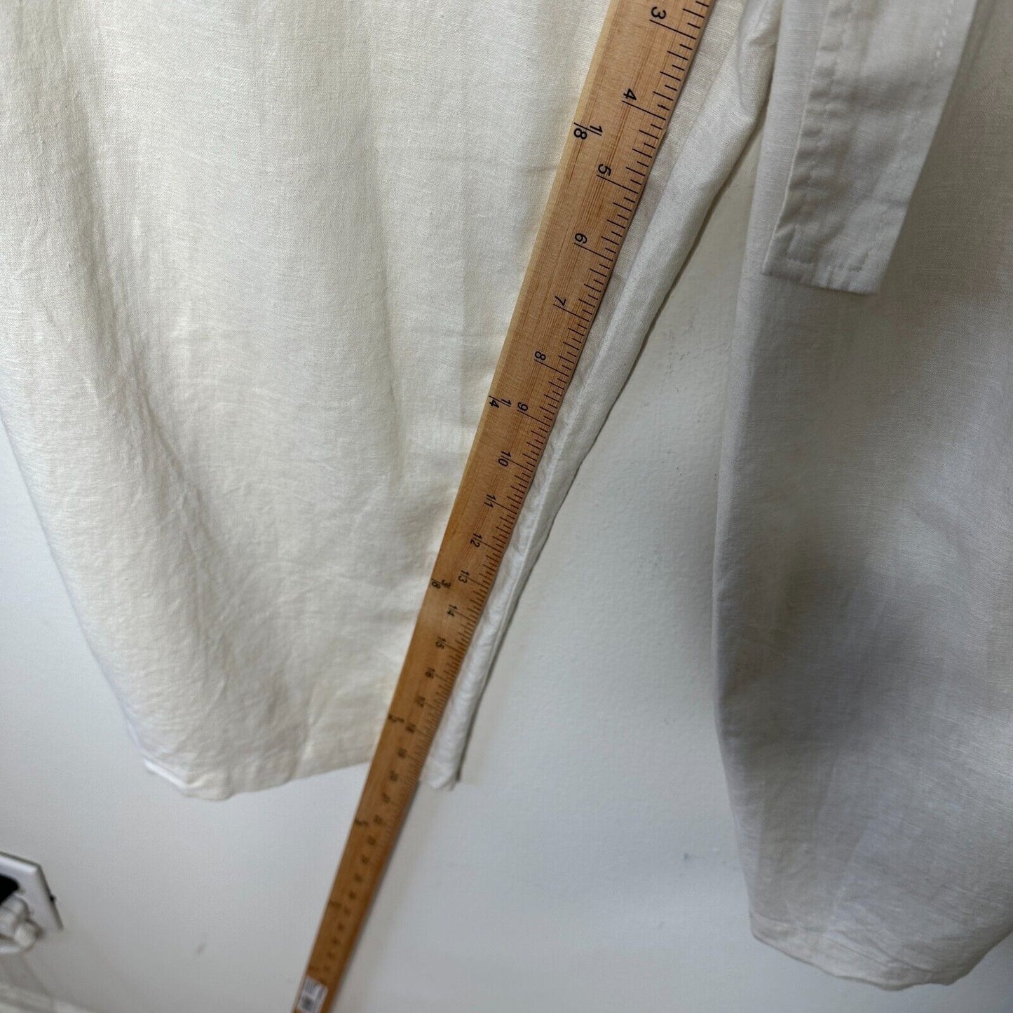 LPA Off White Linen Wide Leg Paperbag High Waist Self Tie Pleated Trousers L