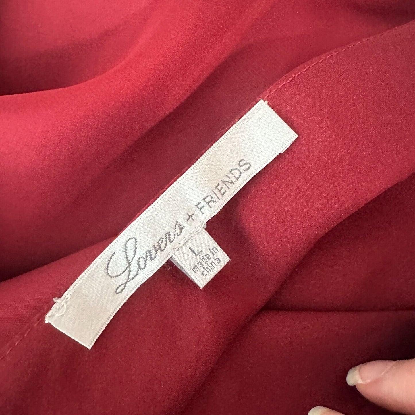 Revolve Lovers + Friends Deep Red Ruffled Flowy One-Sleeve Shoulder Blouse L