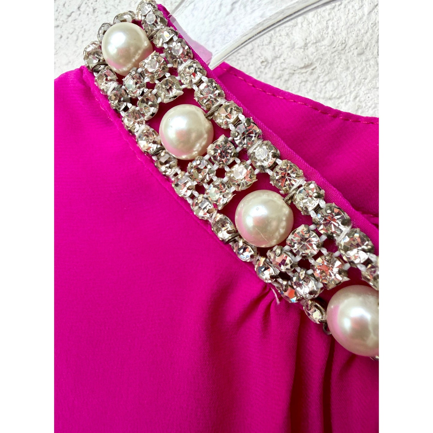 Amanda Uprichard Silk Pearl High Neck Blouse US S Pink