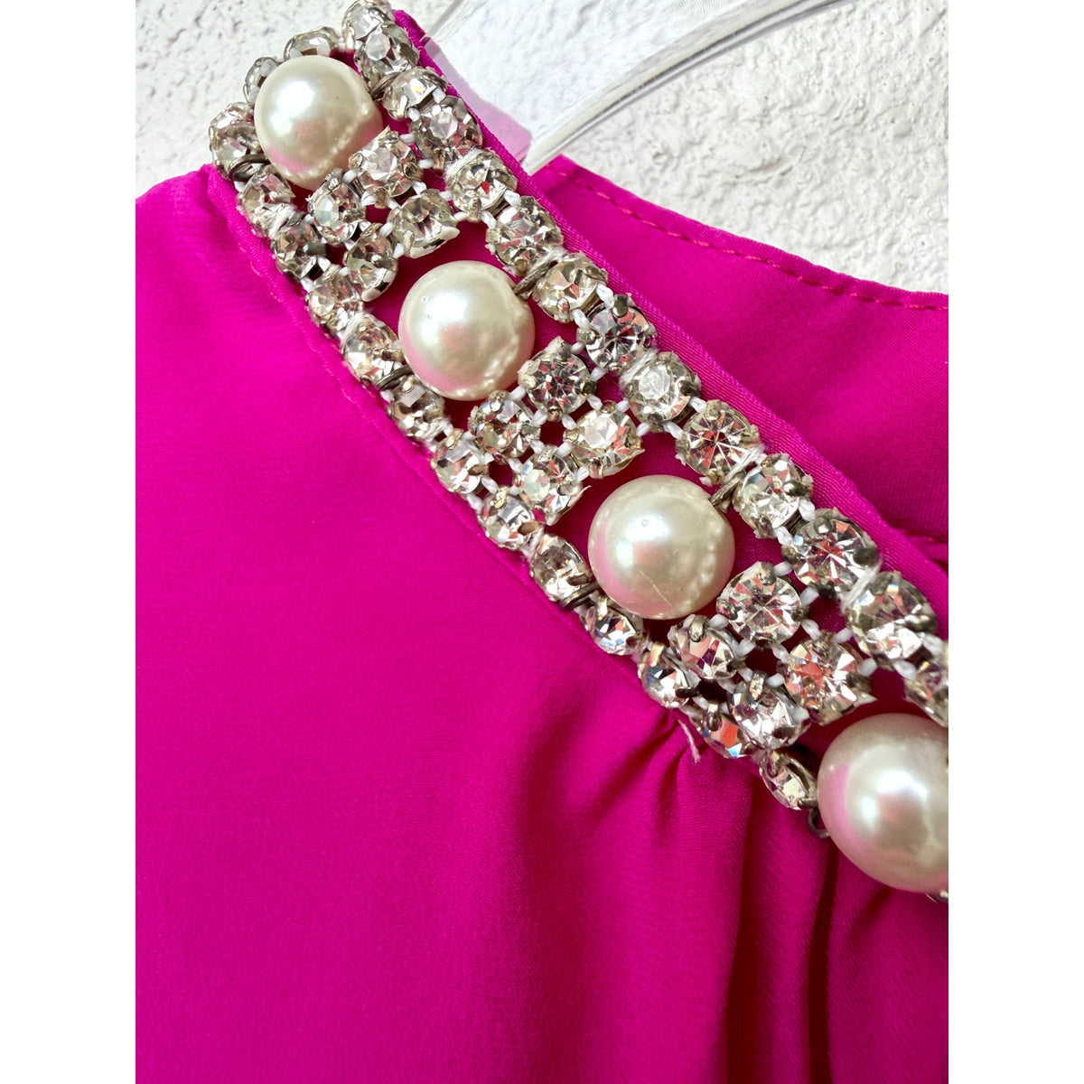 Amanda Uprichard Silk Pearl High Neck Blouse US S Pink
