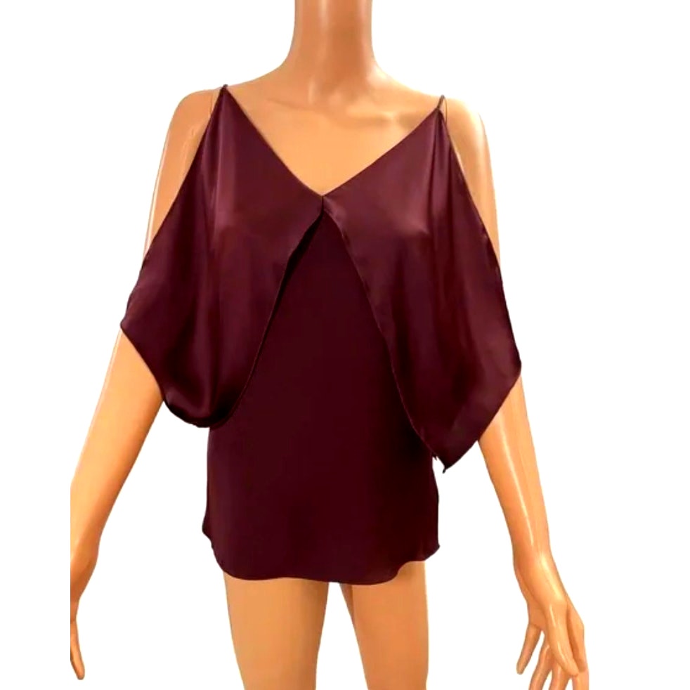 Bailey 44 Kate Burgundy Cold Shoulder Strappy V-Neck Blouse S