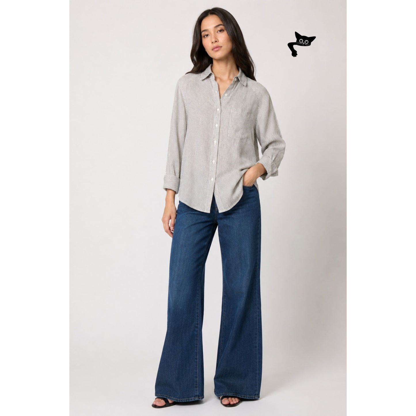 Z Supply The Perfect Line Stripe Linen Shirt Womens M