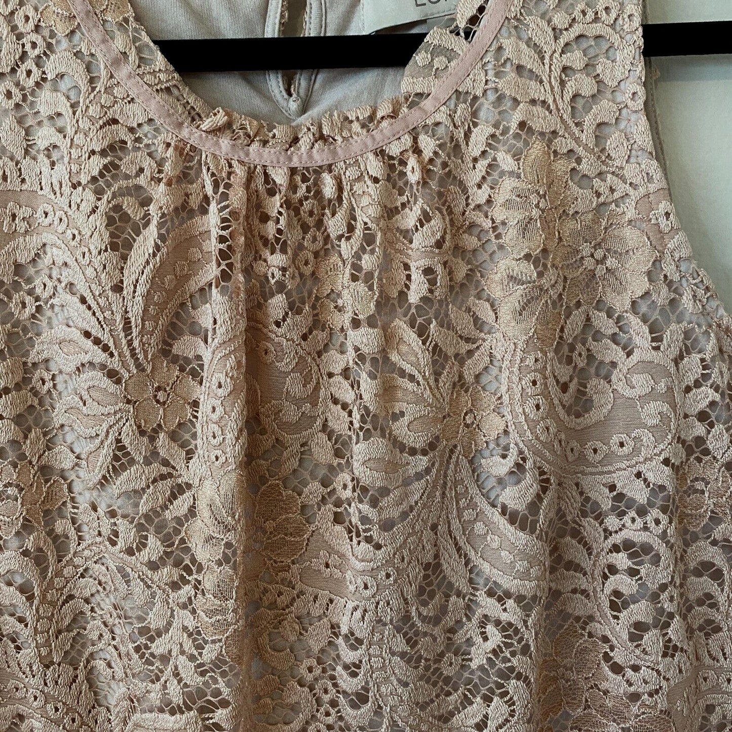 LOFT Flowy Dusty-Rose Floral Lace Lined Sleeveless Blouse Key Hole Back XSP
