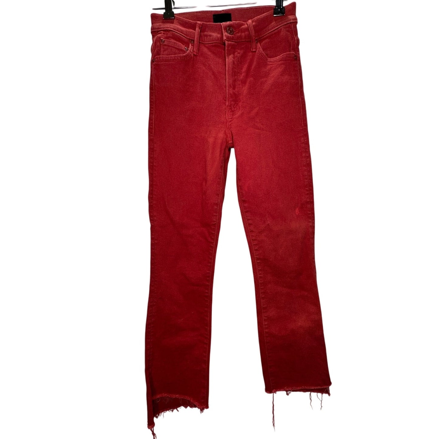 Mother Hotrod Red Insider Crop Step Fray Second Chance Jeans 26