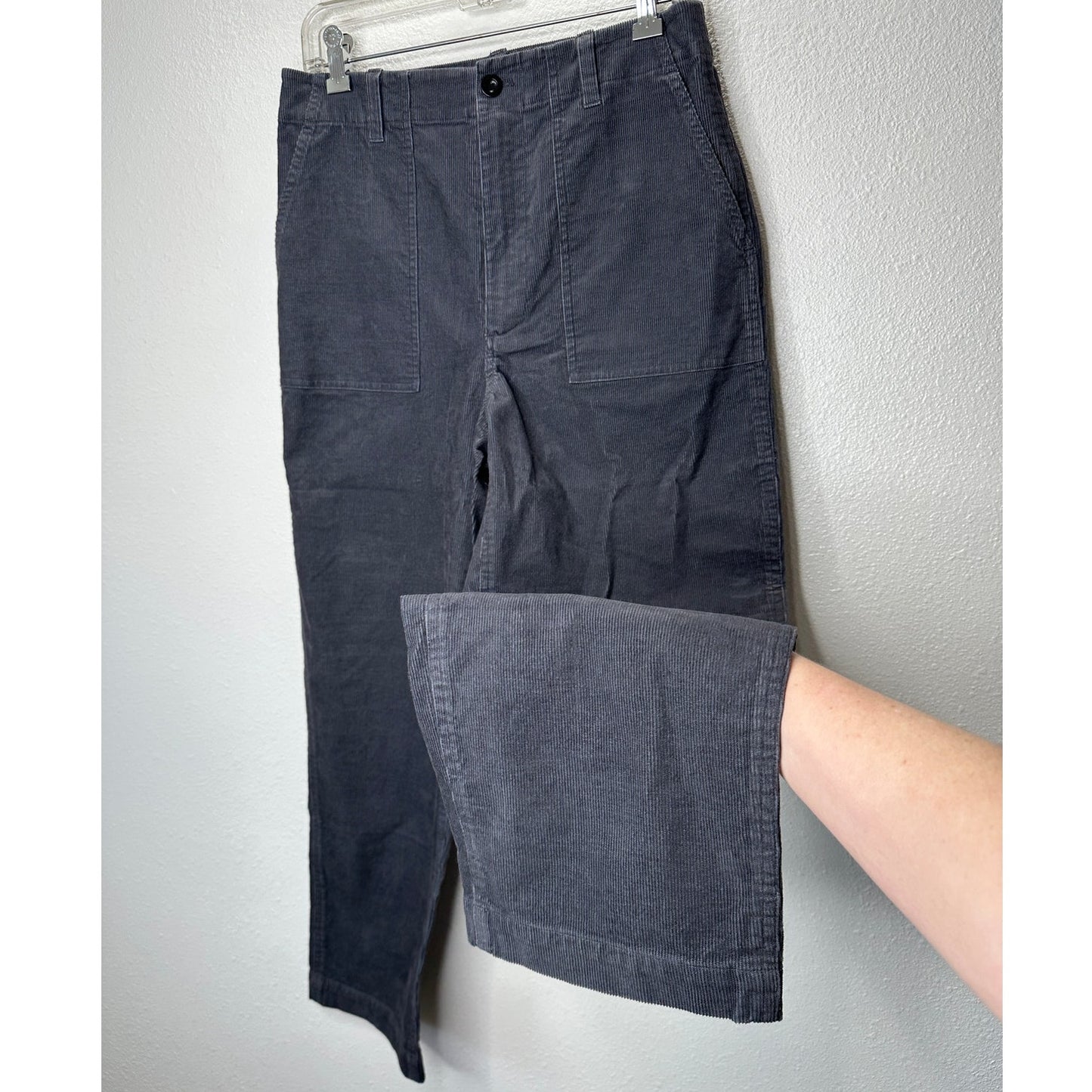 Jenni Kayne Gray High Waist Stretch Corduroy Ranger Trouser Pants 8