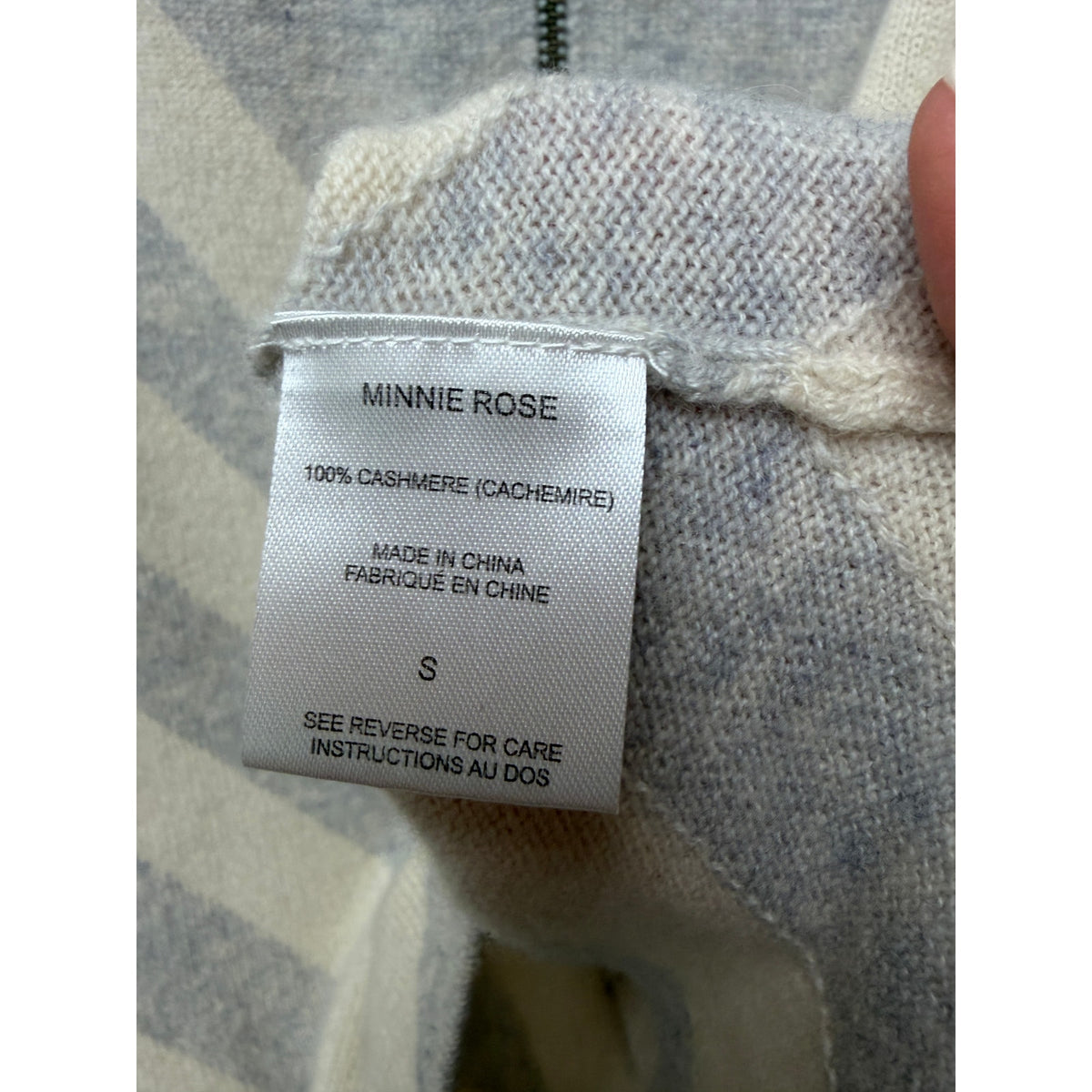 Minnie Rose Gray Ivory Cashmere Zip Cardigan Women S
