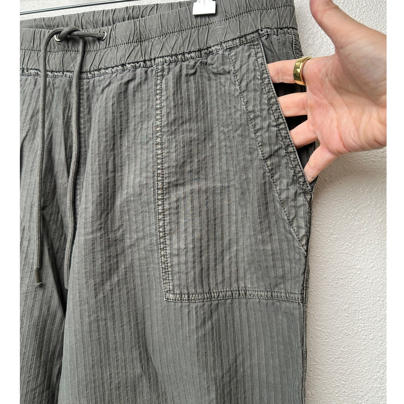 NWT James Perse Women’s Striped Utility Jogger Pants Green Sz 4