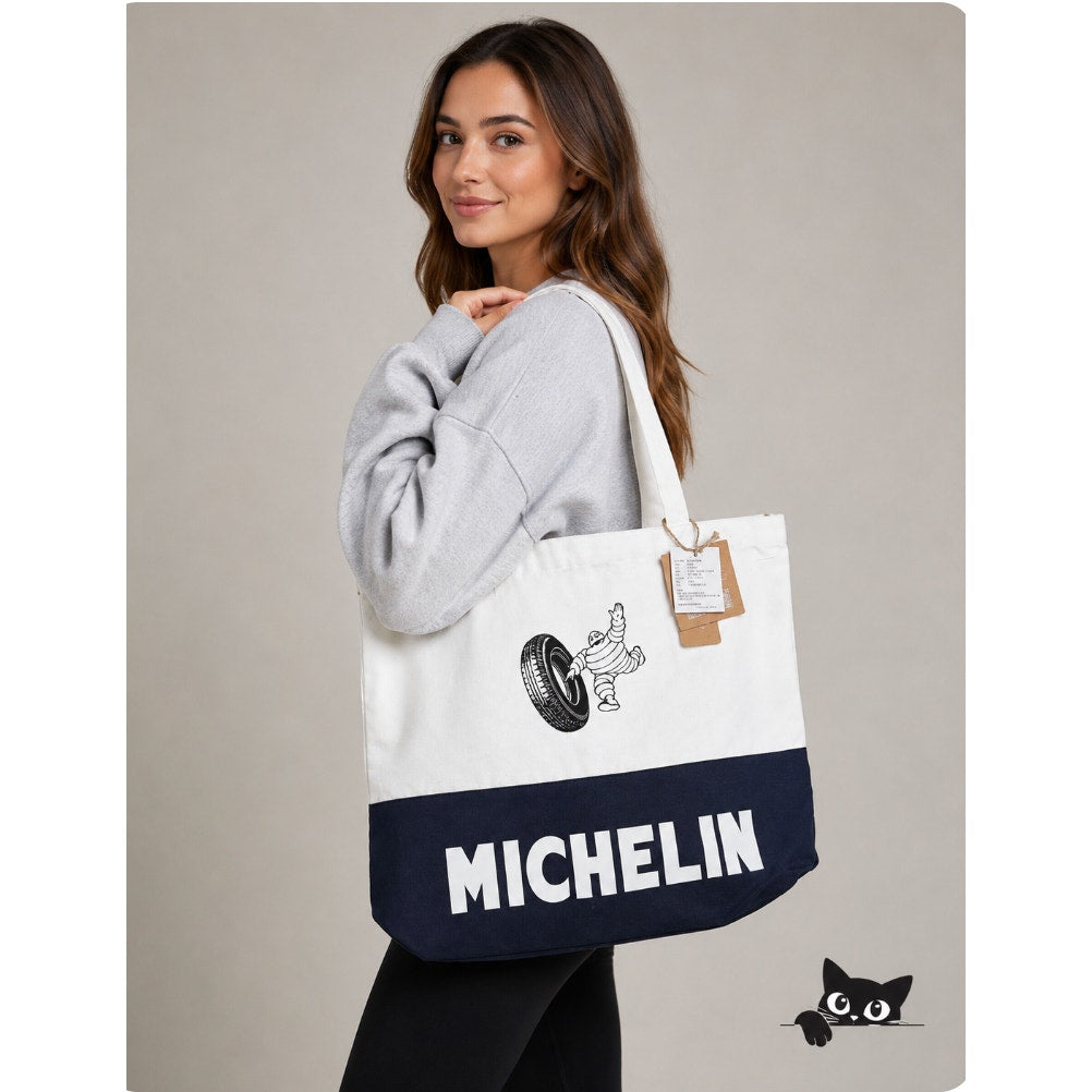 NWT Michelin Logo Tote Bag White Navy Black Unisex