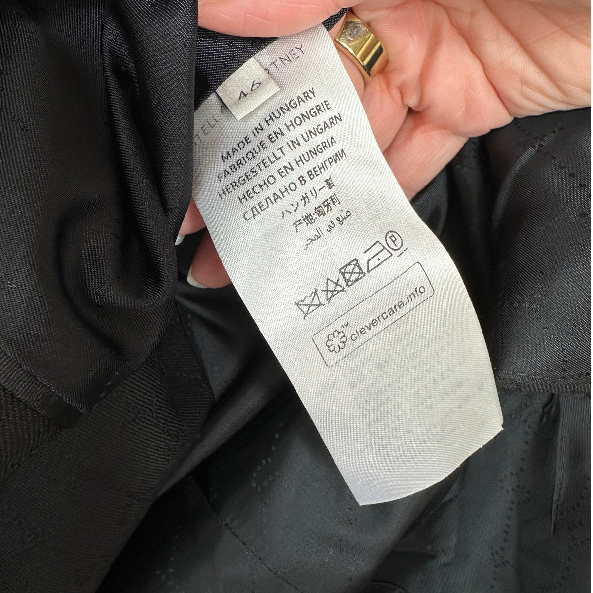 Stella McCartney Black Wool Embossed Double Breasted Button Blazer 46 / L