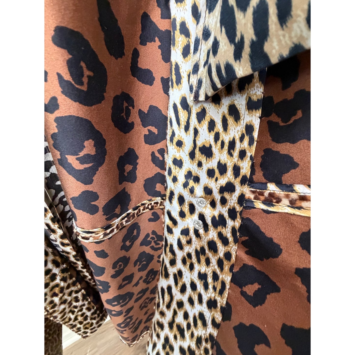Alexx Brown Leopard Calf Hair Maxi Coat Women's US L/XL