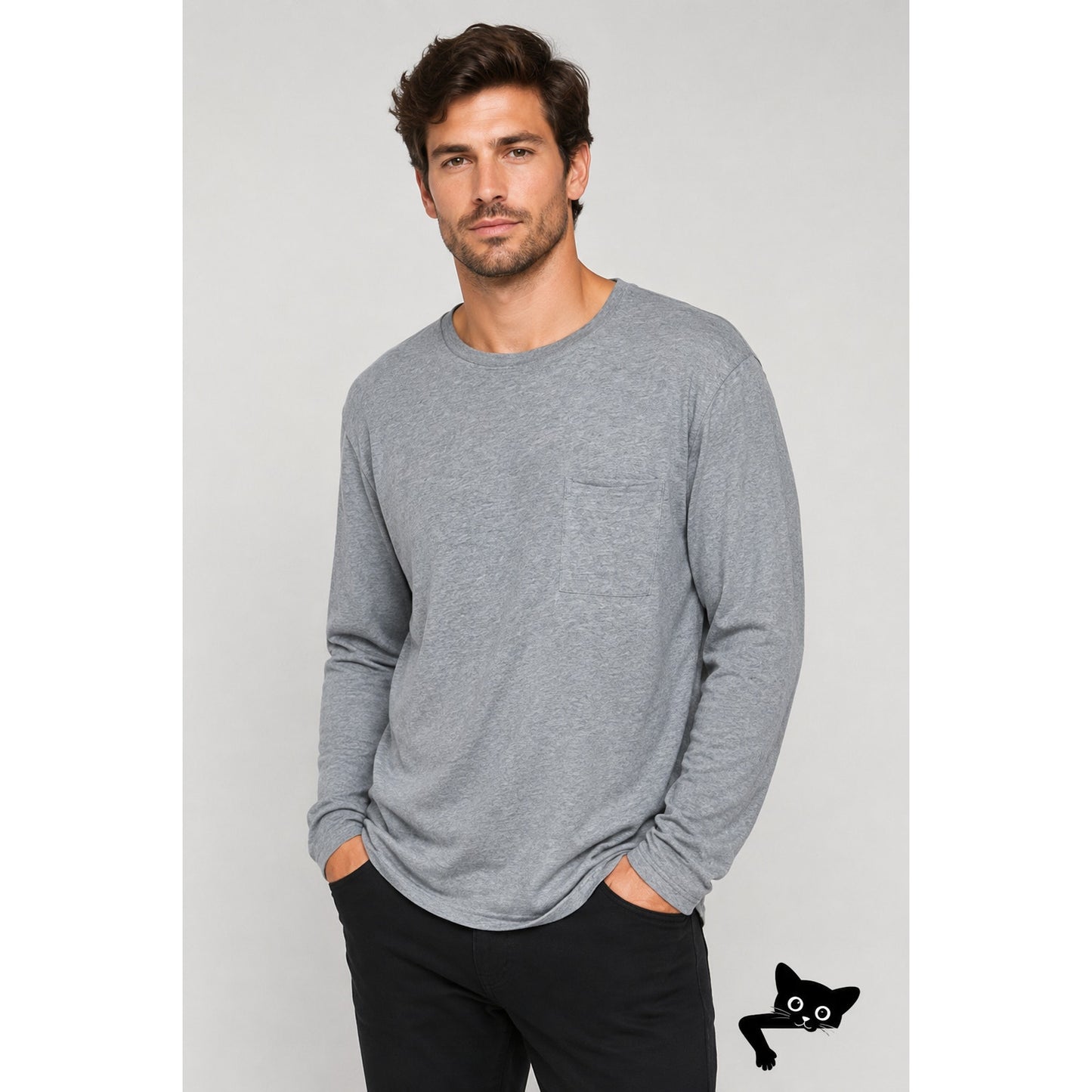 Rag & Bone Heather Gray Cotton Long Sleeve Chest Pocket Crewneck Tee XL