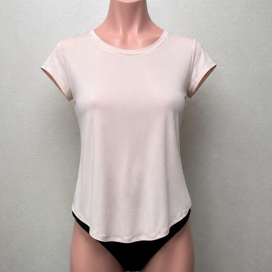 Lululemon Pale Pink Short Sleeve Round Neck Curved Hem Tee Shirt 6