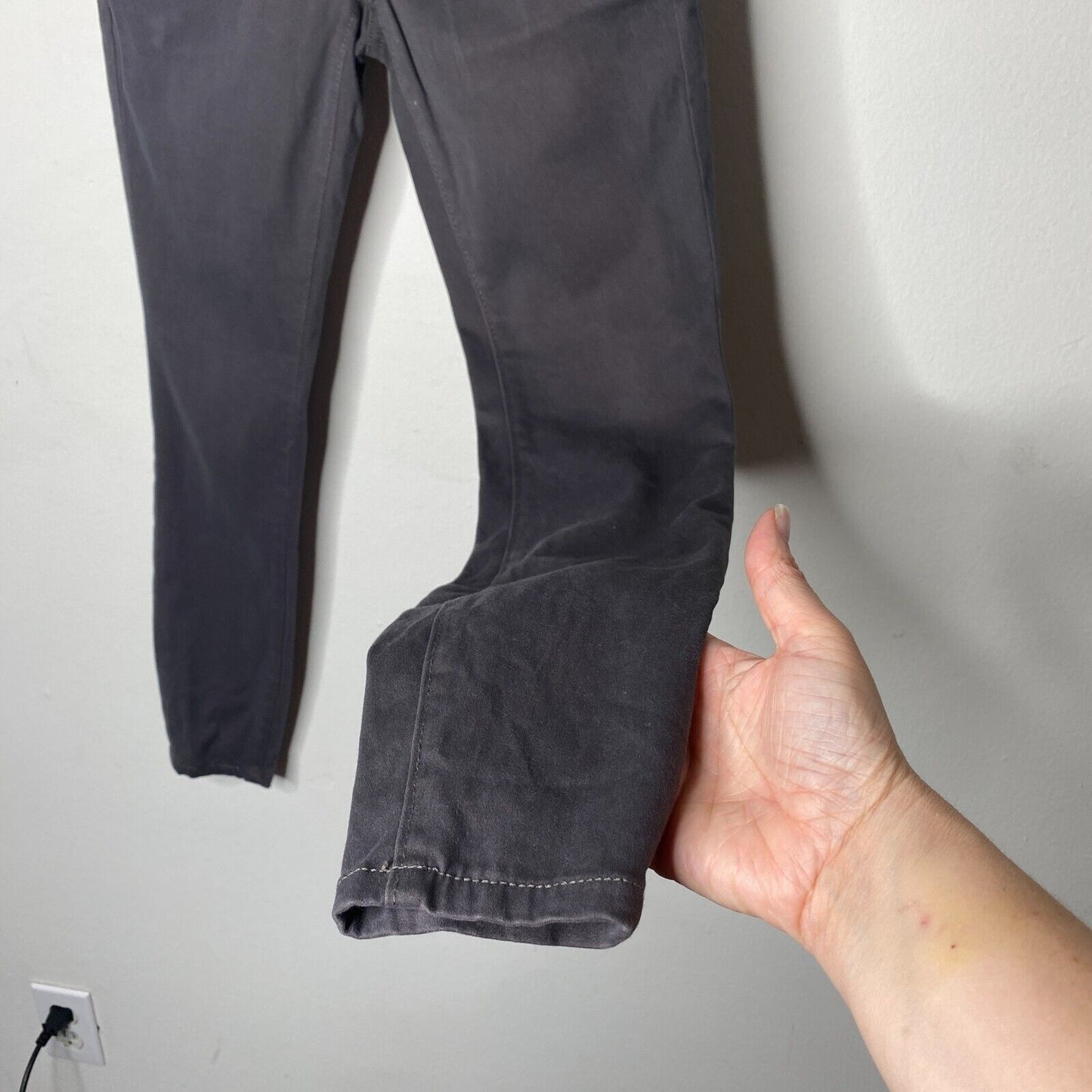 Loft Dark Gray Black Button Front Skinny Trouser Pant Zip Hook & Eye 0 / 25