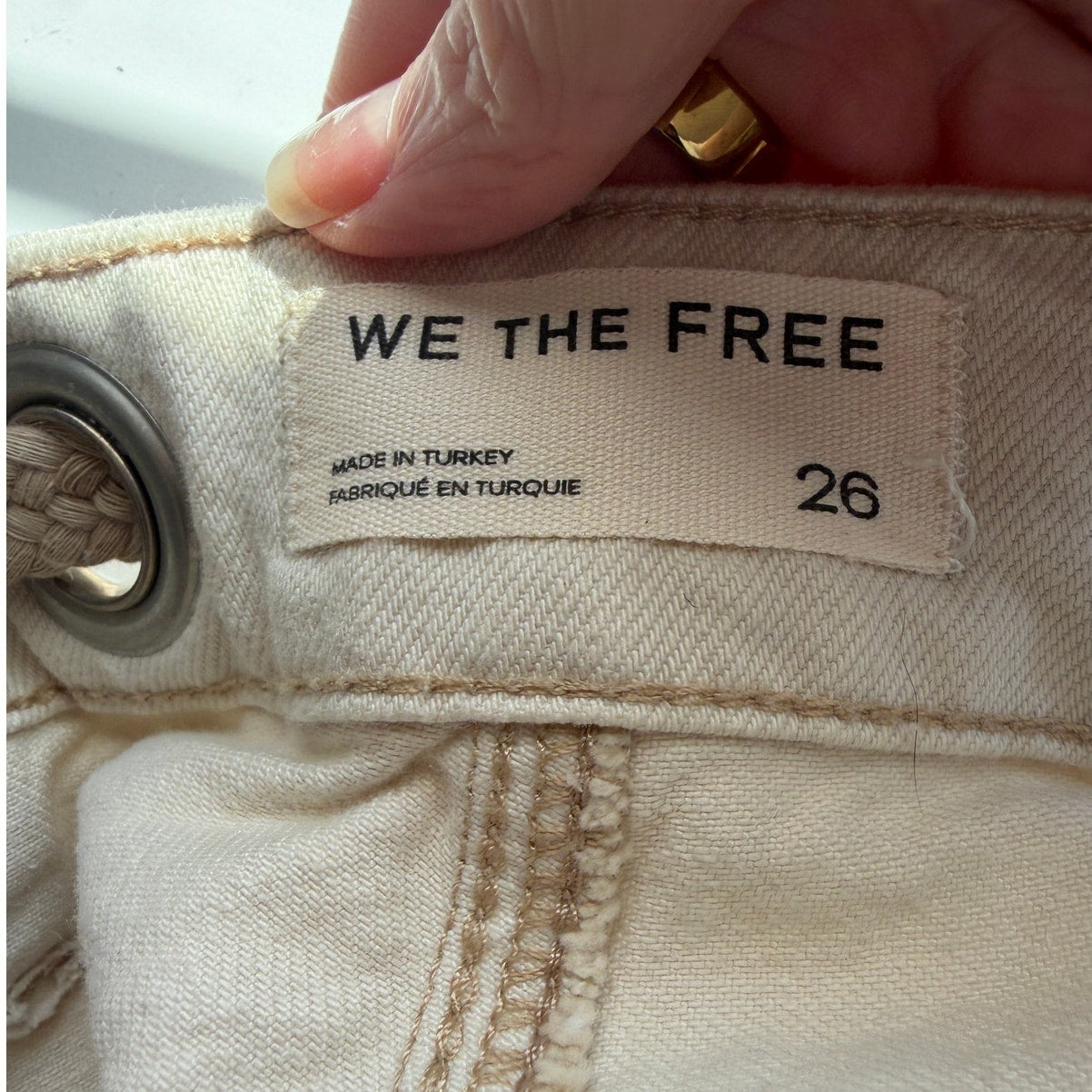 NWT We The Free Moxie Shorts Ivory Rope Belt Raw Hem Eyelet Size 26