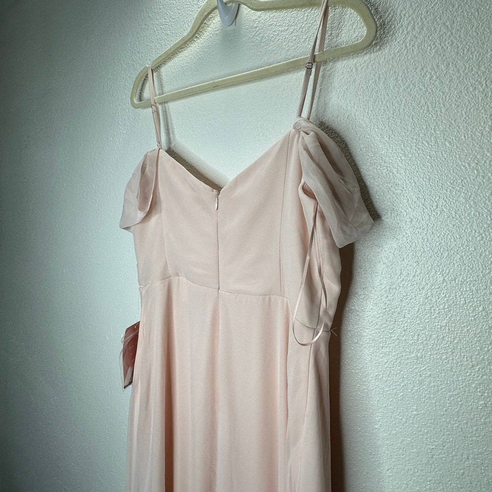 NWT Birdy Grey Pale Blush Spence Chiffon Convertible Maxi Dress M