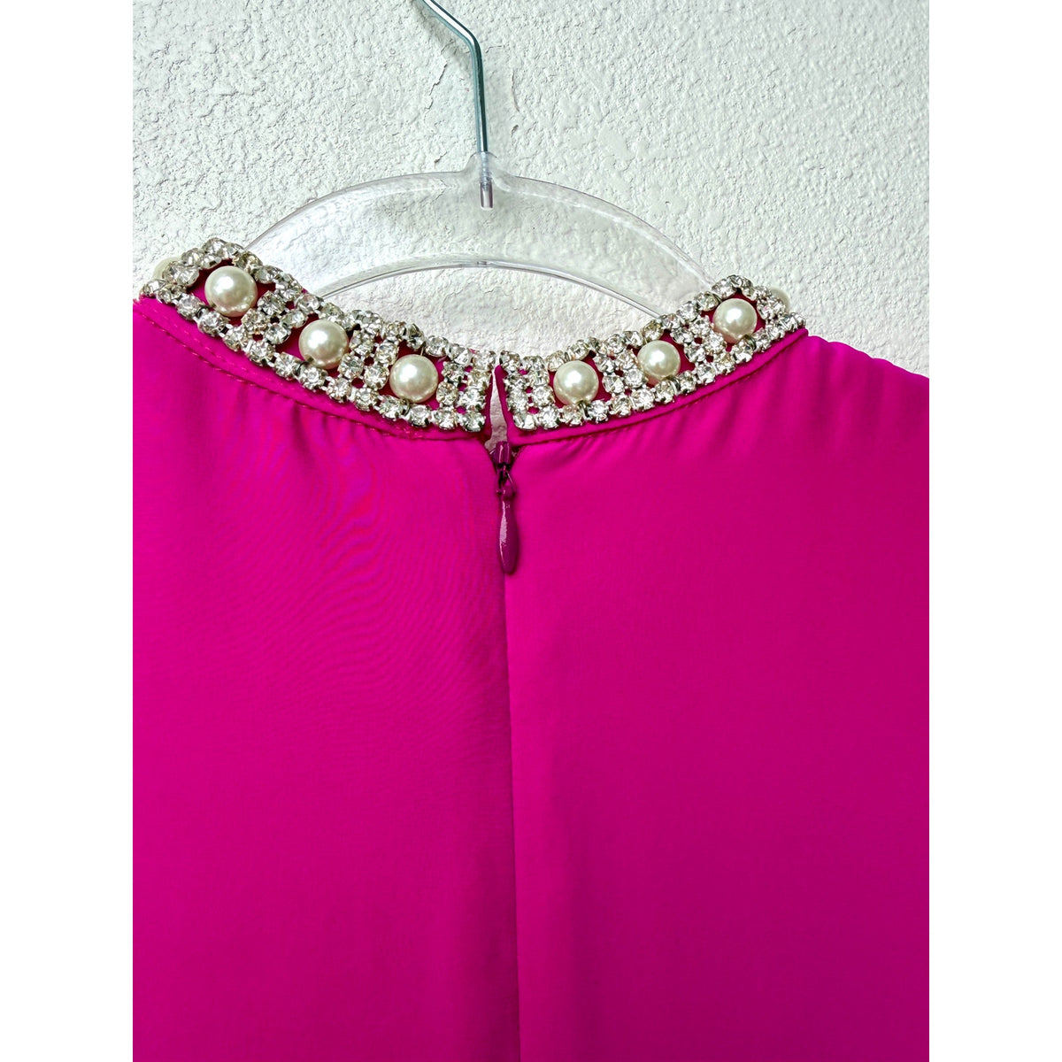 Amanda Uprichard Silk Pearl High Neck Blouse US S Pink