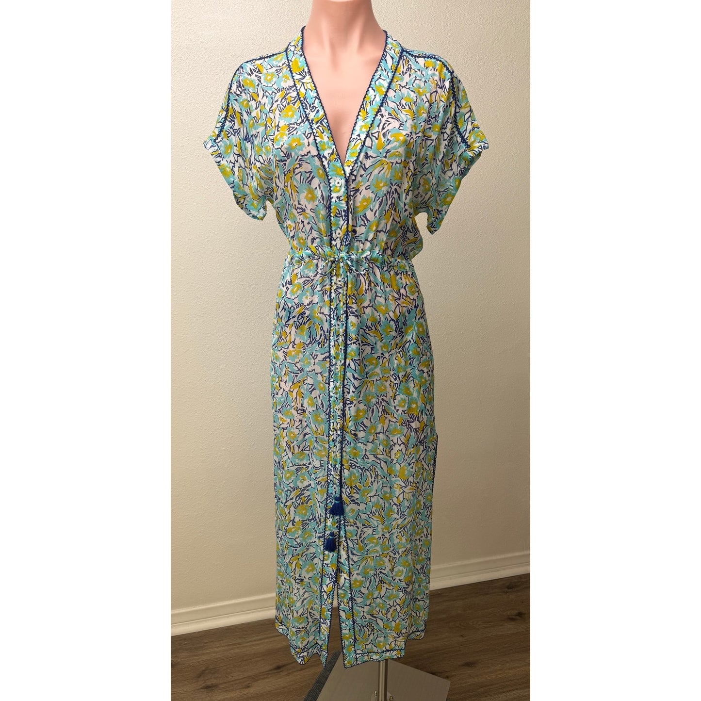 NWT Poupette St Barth Blue Floral Maxi Dress XS