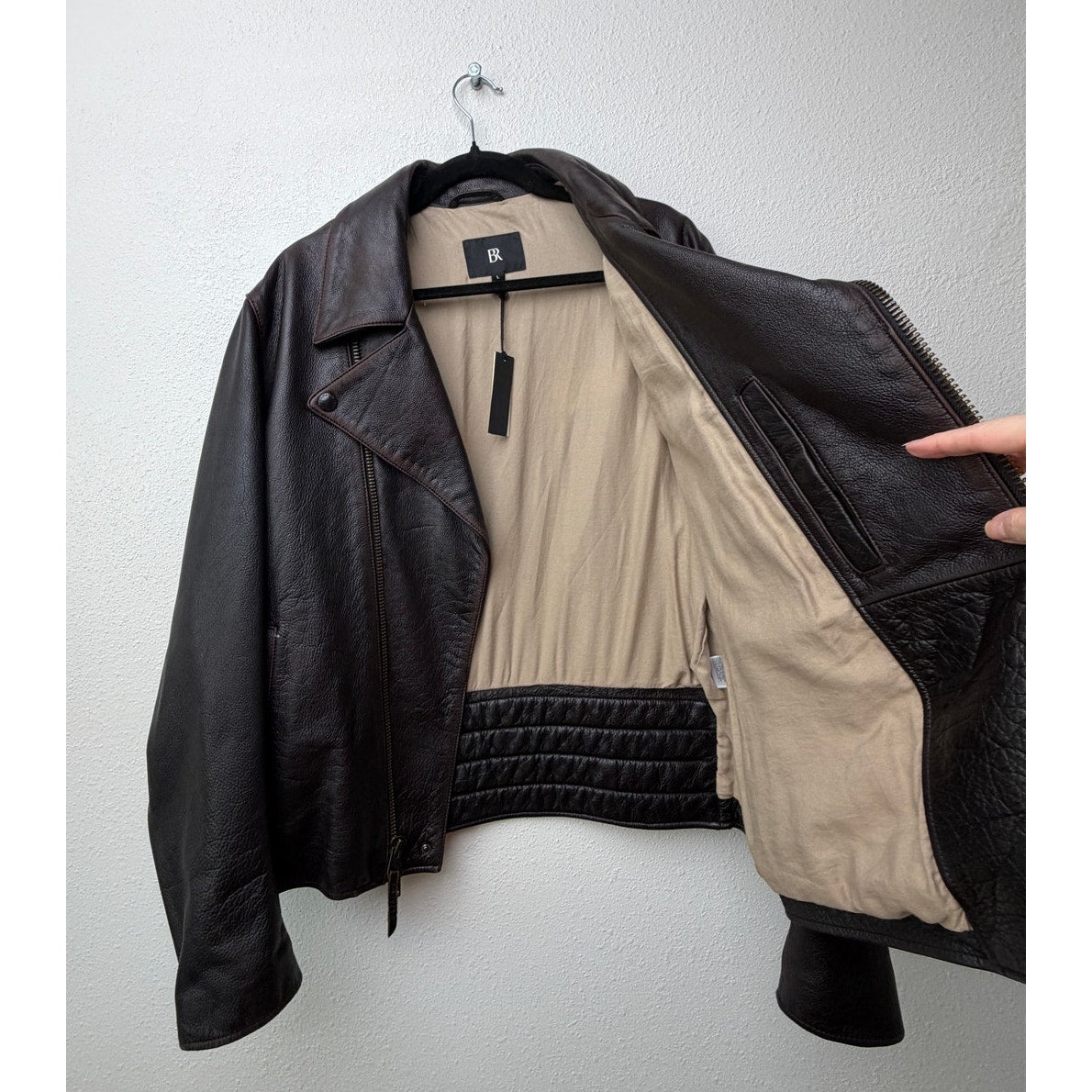 NWT Banana Republic Espresso Leather Moto Jacket Men L