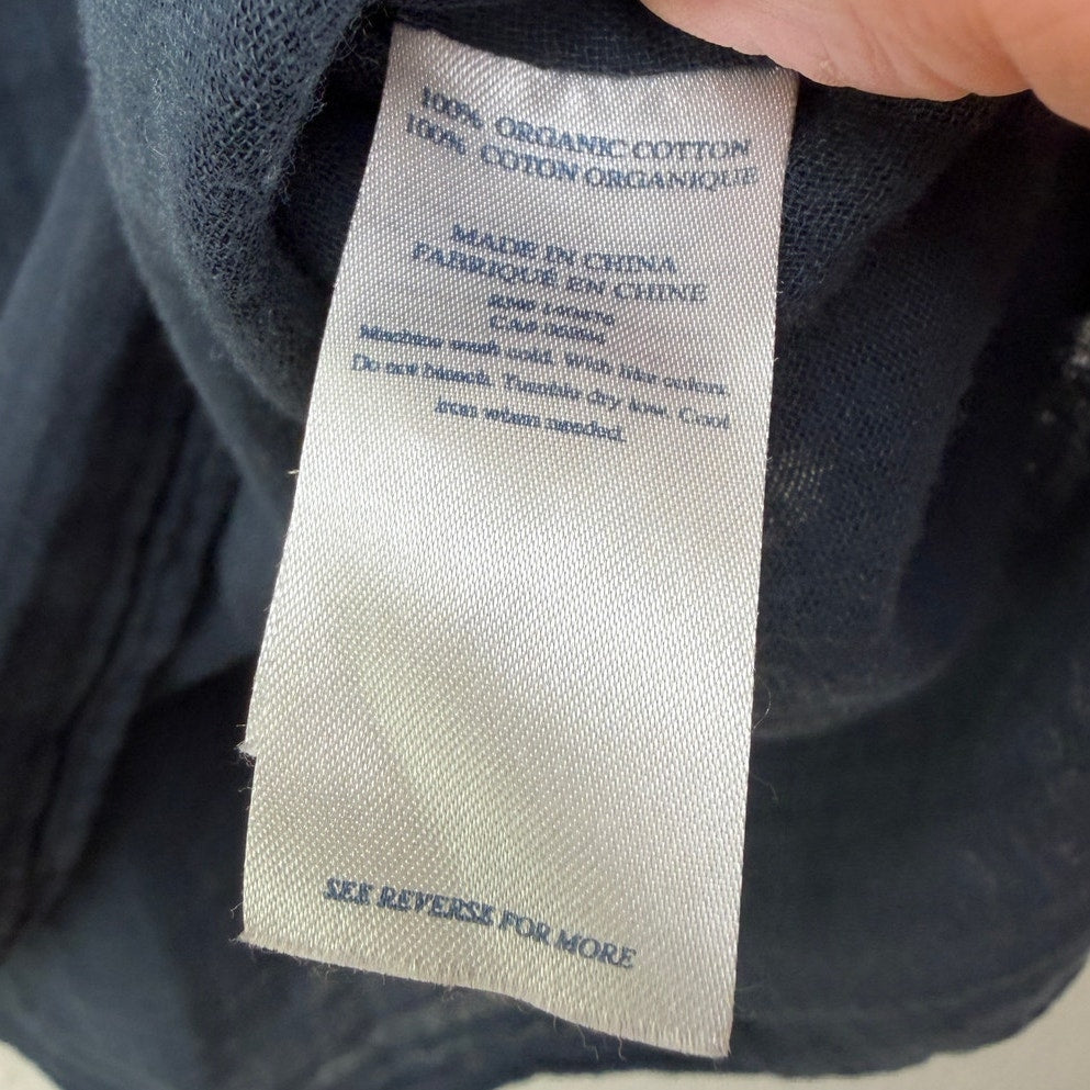 Faherty Dream Cotton Desmond Top Navy Organic Gauze Henley Women's US XS