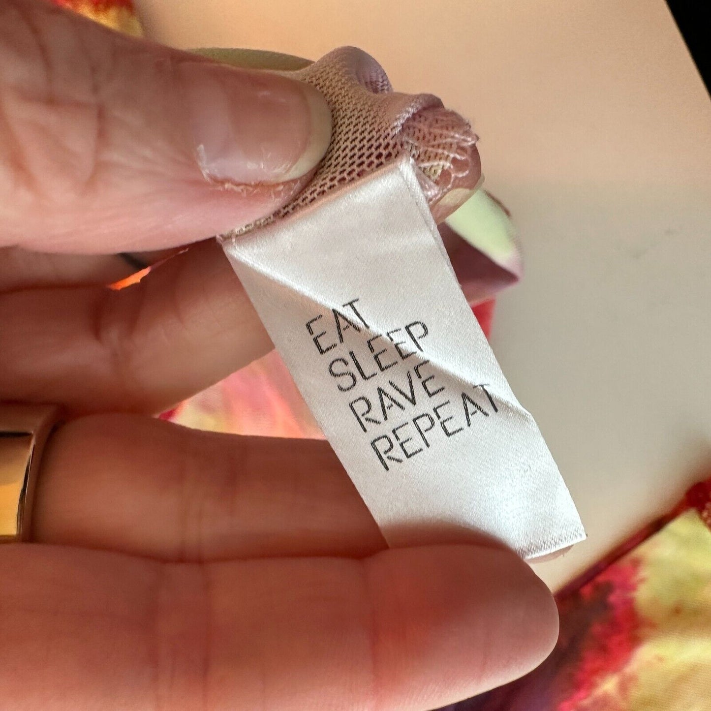 Club Exx Long Sleeve Mesh Crop and Matching Mini Skirt Tie Dye Pink Yellow Red L