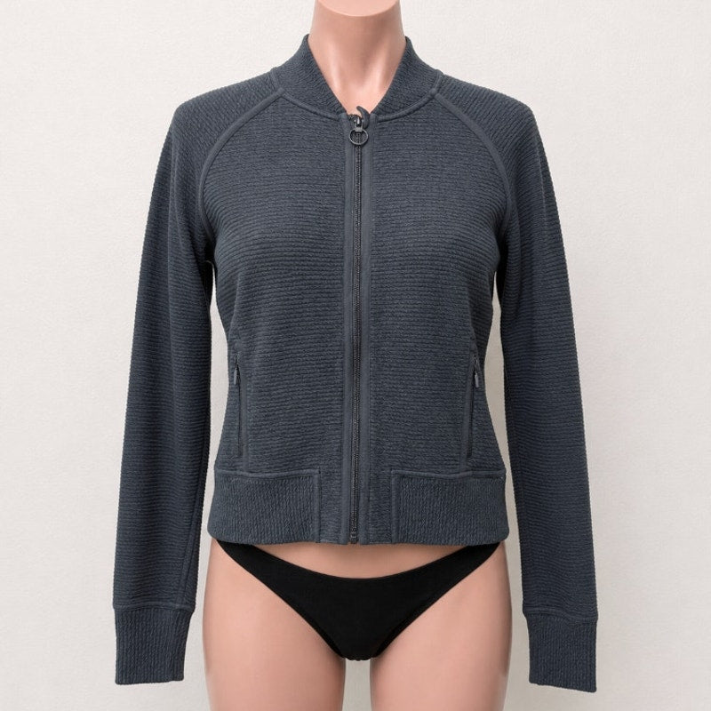 Lululemon Black On Repeat Ribbed Long Sleeve Zip Bomber Jacket 4
