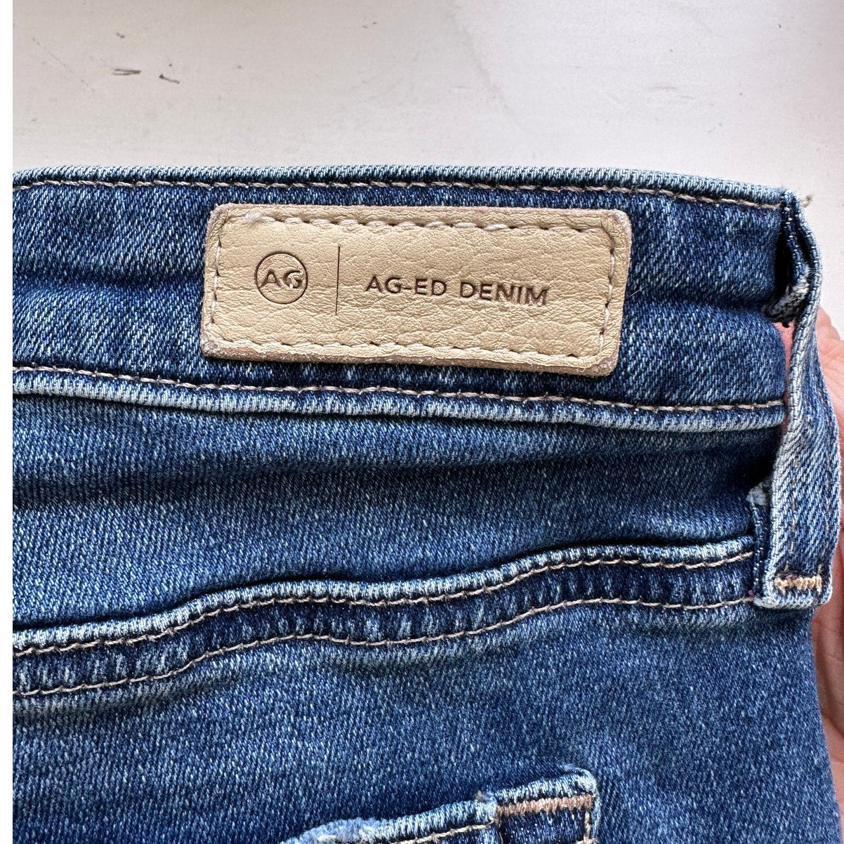 AG Medium Dark Wash The Prima Ankle Cigarette Leg Raw Hem Jeans 30