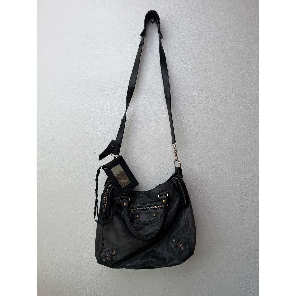 Balenciaga Black Studded Motorcycle Satchel Women's