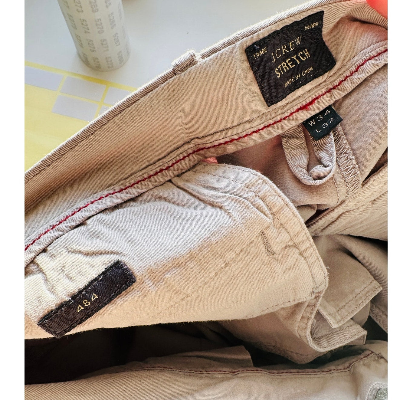J Crew Khaki Gray 484 Stretch Chambray Trouser Pant Chino 34 / 32
