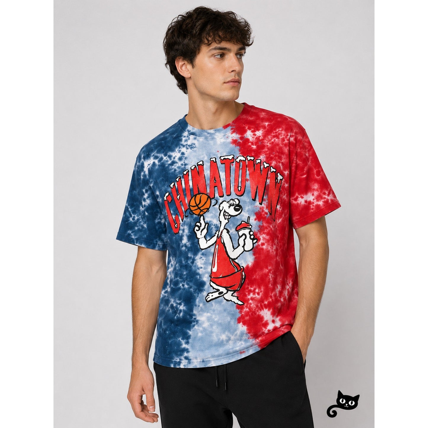 NWOT Chinatown Market Red White & Blue Tie Dye Short Sleeve Basketball Tee M