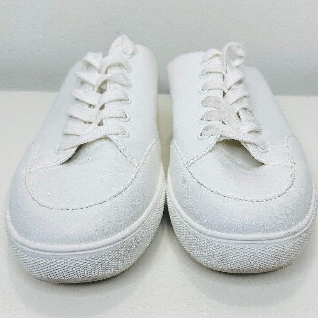 Susina White Leatherette Brynlee Closed Toe Slide-In Casual Mule Sneakers 9