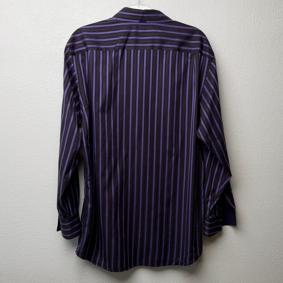 Ben Sherman Soho Purple Black Stripe Shirt Mens 16.5 32/33