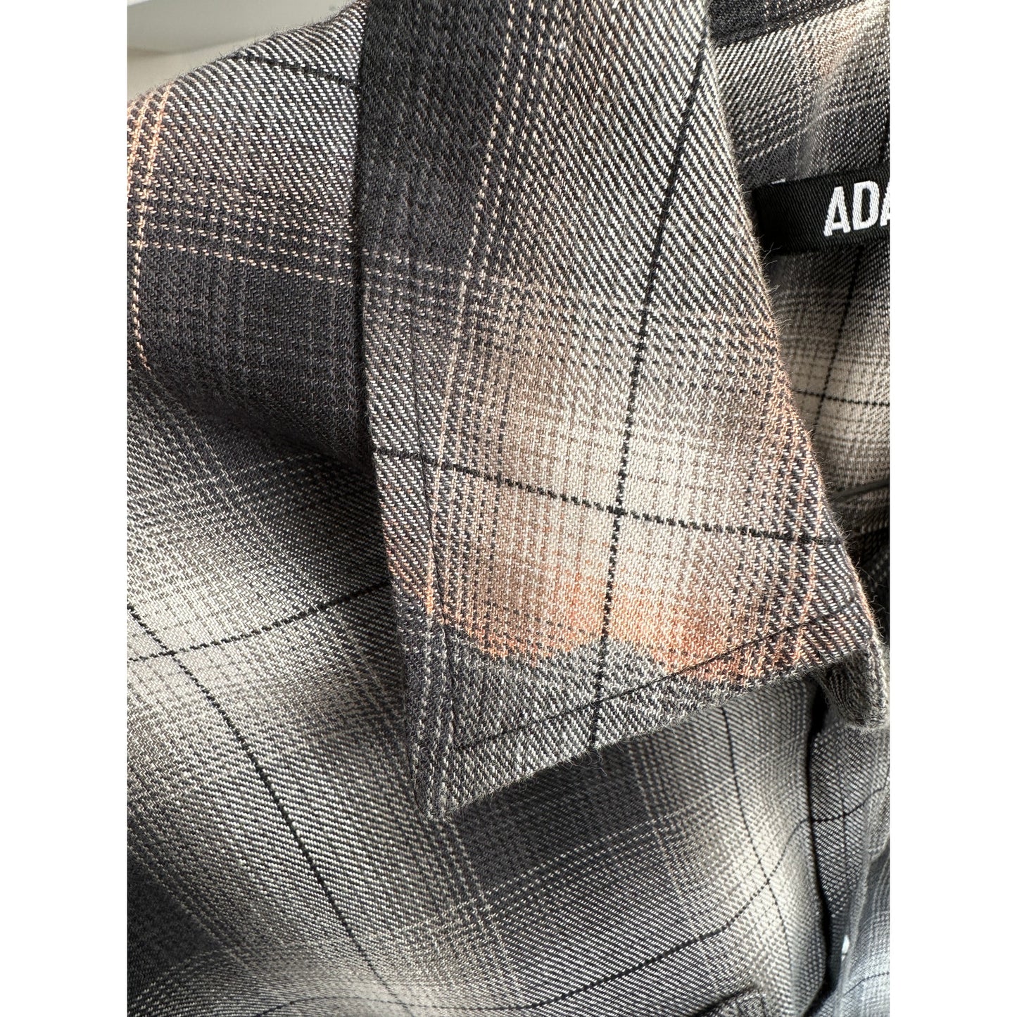 Adaptation Rose Embroidered Plaid Longline Shirt Dress Black White M