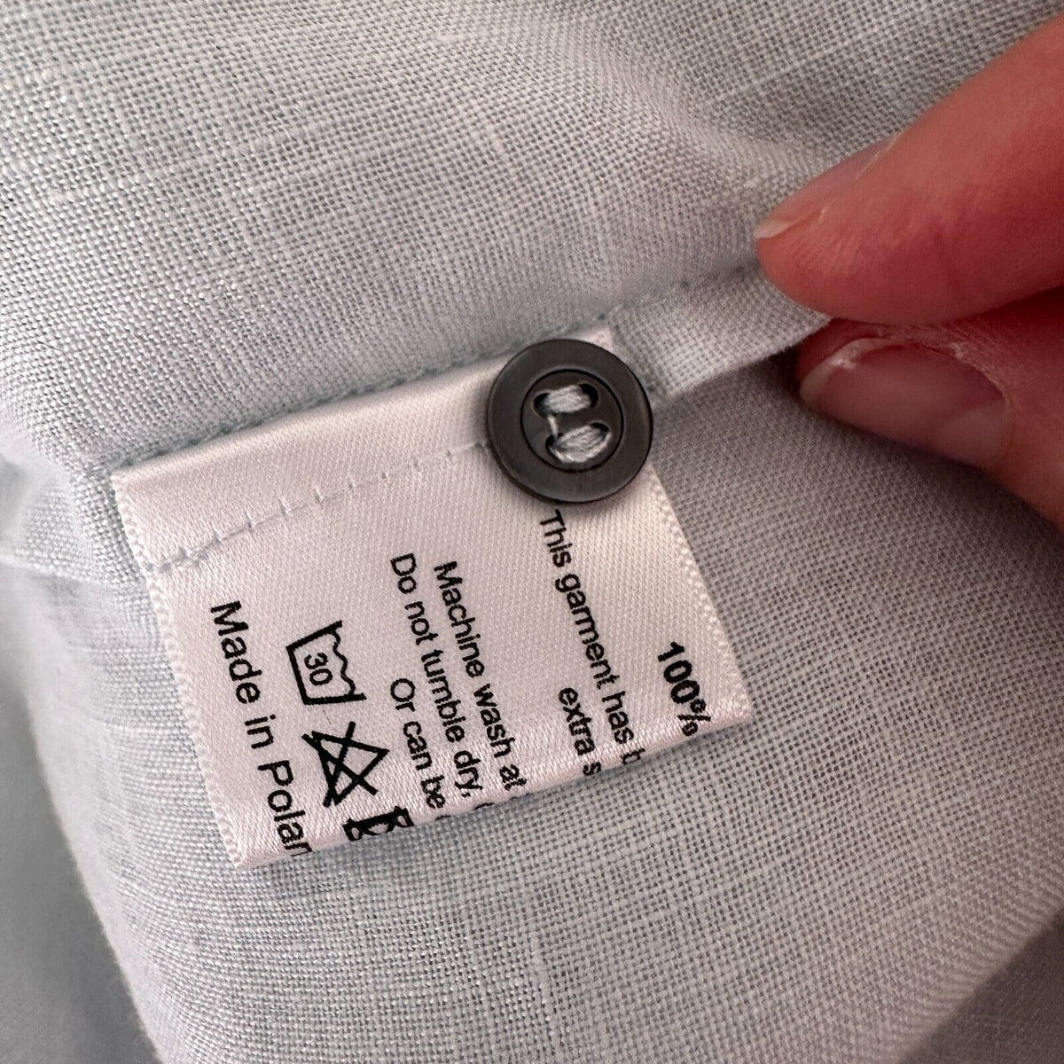 Eskandar Light Blue Boxy Linen Short Sleeve Front Pocket Round Neck Blouse Top 6