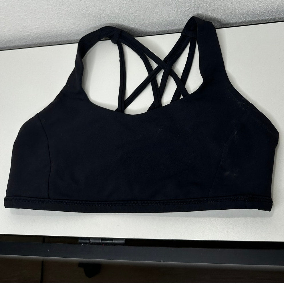Lululemon Black Round Neck Strappy Racerback Energy Bra 6