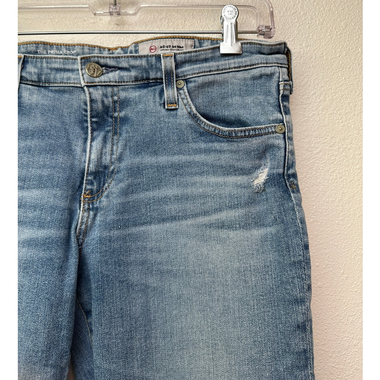 Adriano Goldschmied The Prima Crop Jeans Light Blue Women’s 31 Distressed