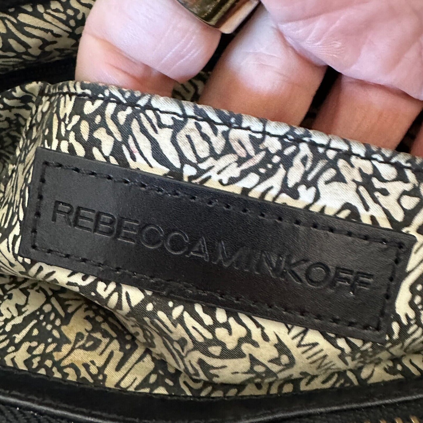 Rebecca Minkoff Black Leather Shoulder Bag Purse with Gold Hardware Chain Strap
