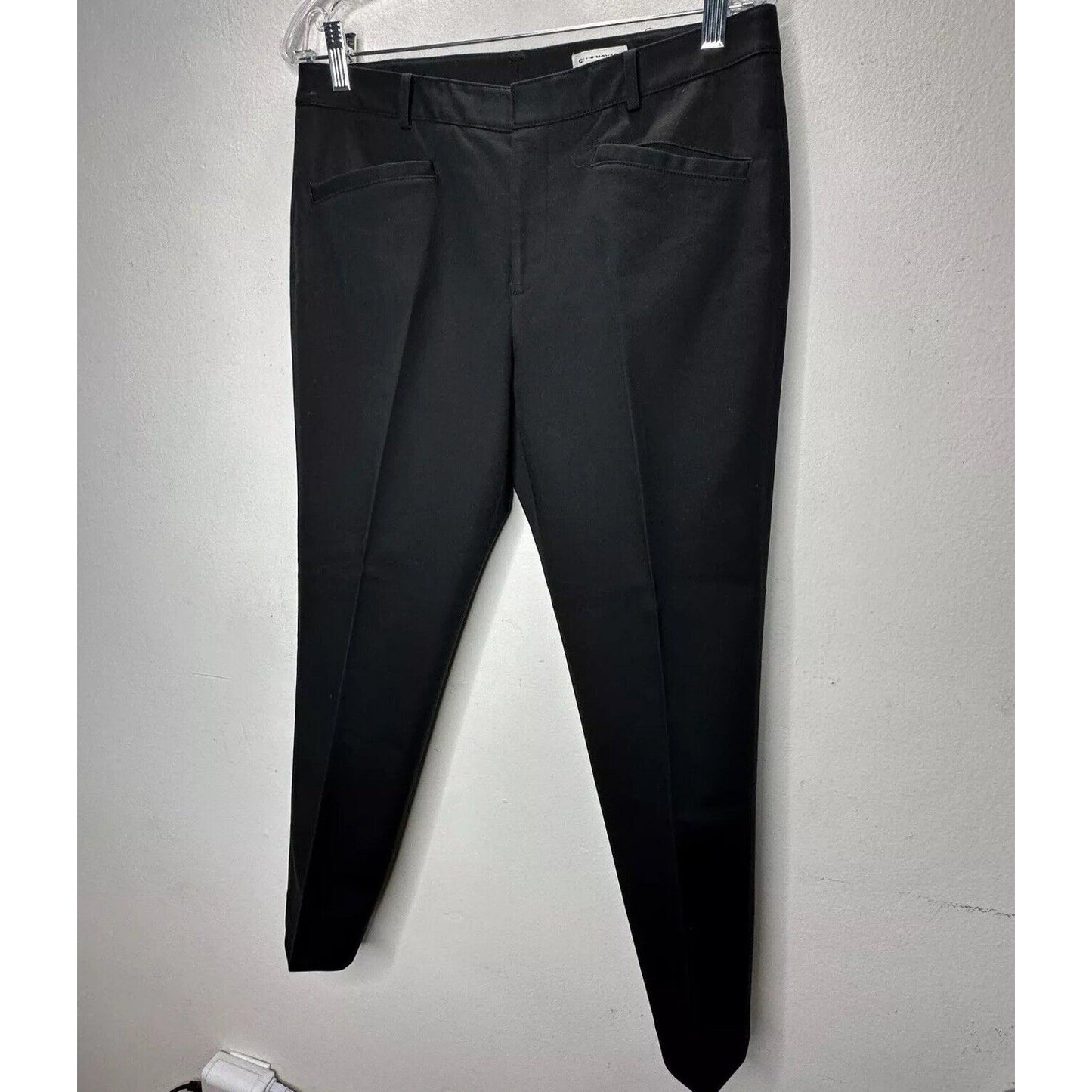 Club Monaco Jet Black Pressed Front Crease Straight Leg Trouser Pant Pockets 8