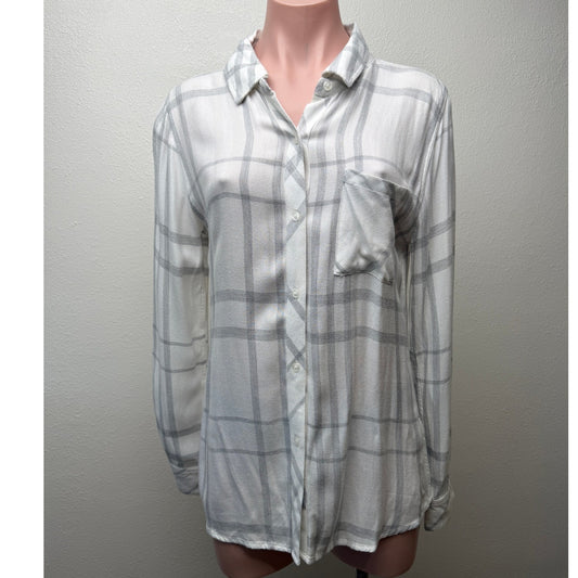 Rails Hunter Shirt White Fog Gray Plaid Button Front US S