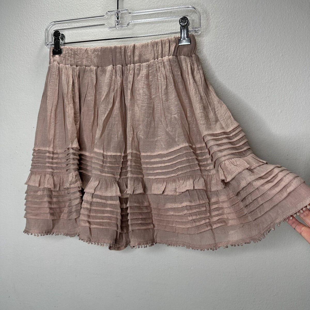 NWT Mustard Seed Poppy & Stella Dusty Rose Lined Pleated Teri Ruffle Mini Med