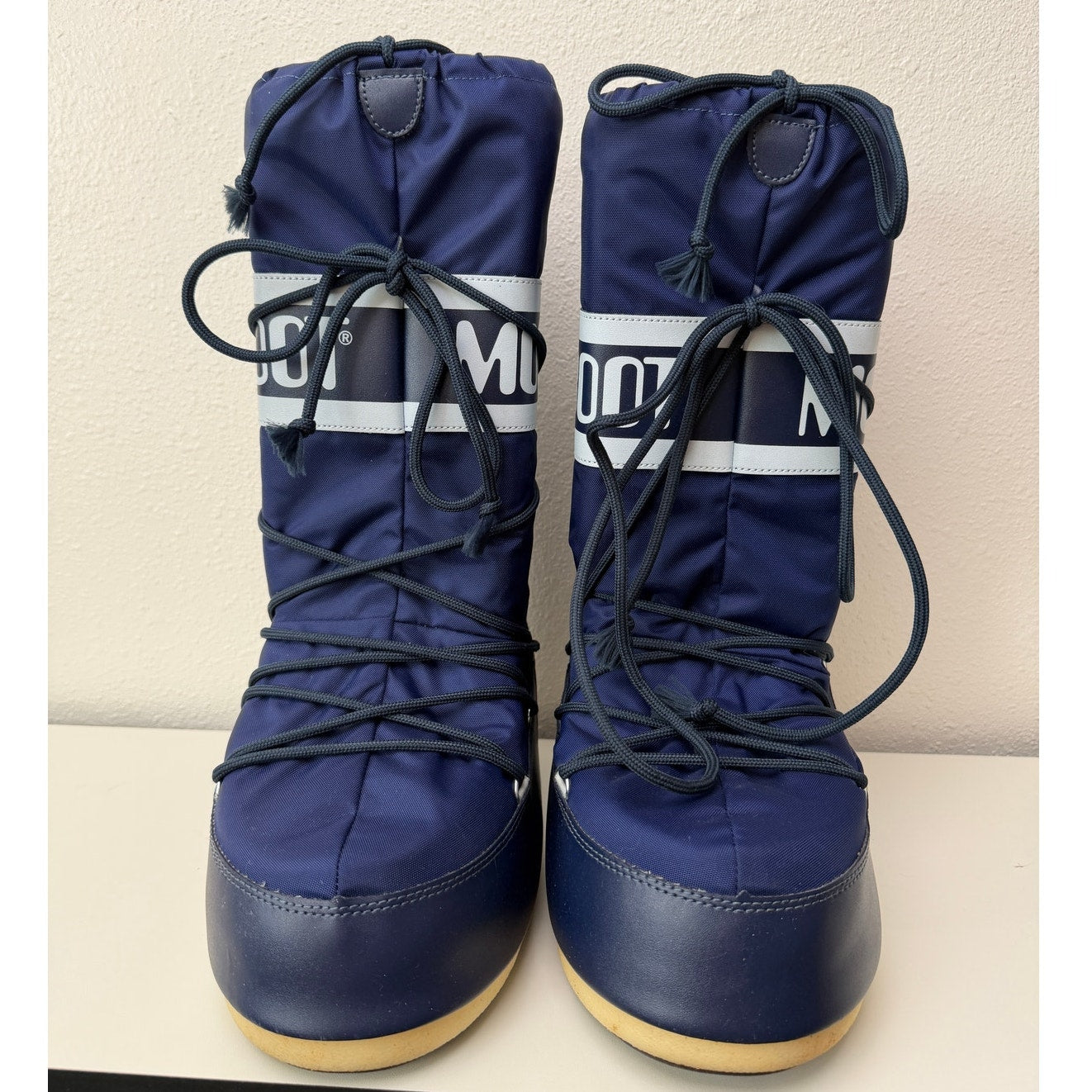 Moon Boot Icon Nylon Snow Boots Navy Blue Unisex EU 42-44 US 9-10.5 w/ bag
