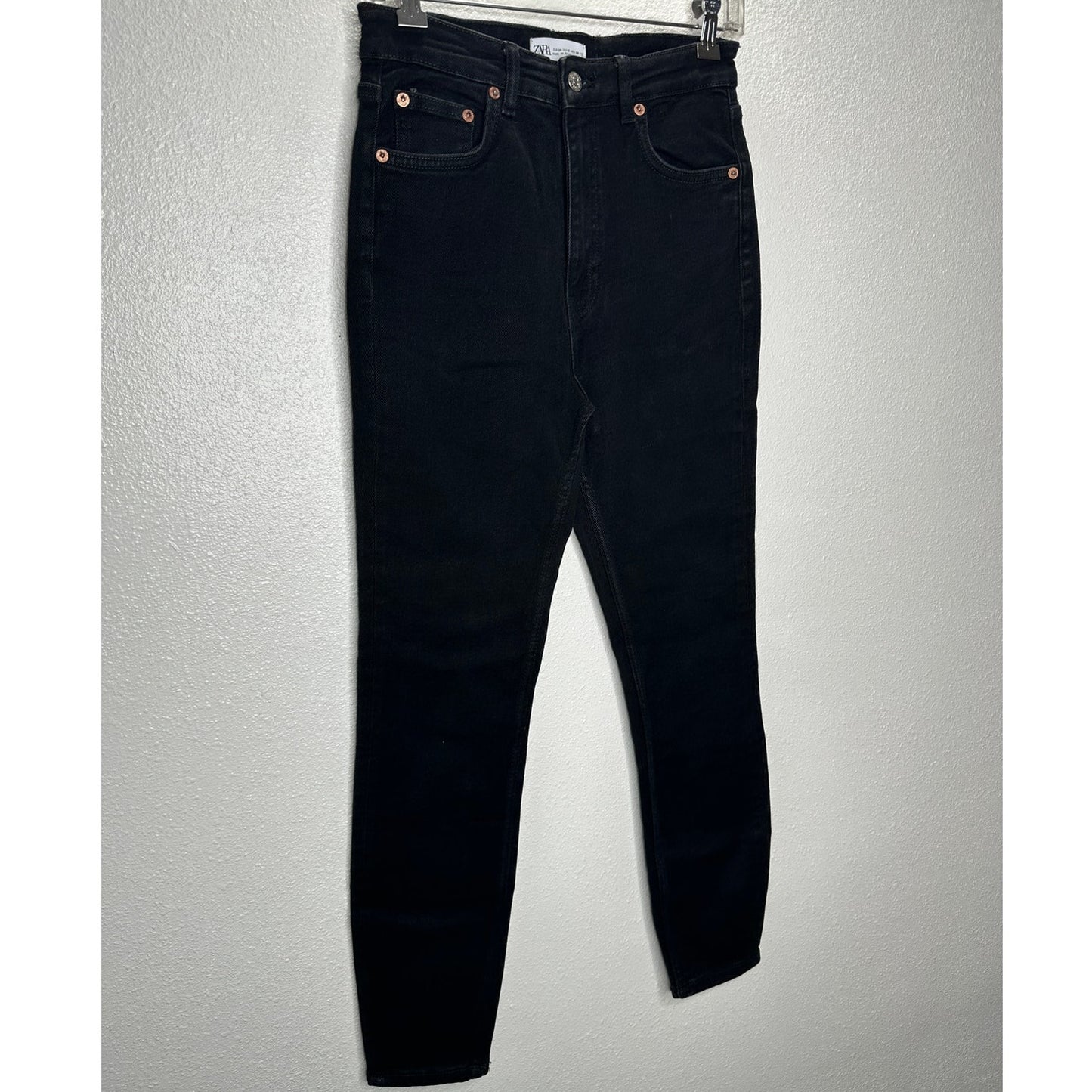Zara Black High Waist Slim Fit 5 Pocket Jeans 6
