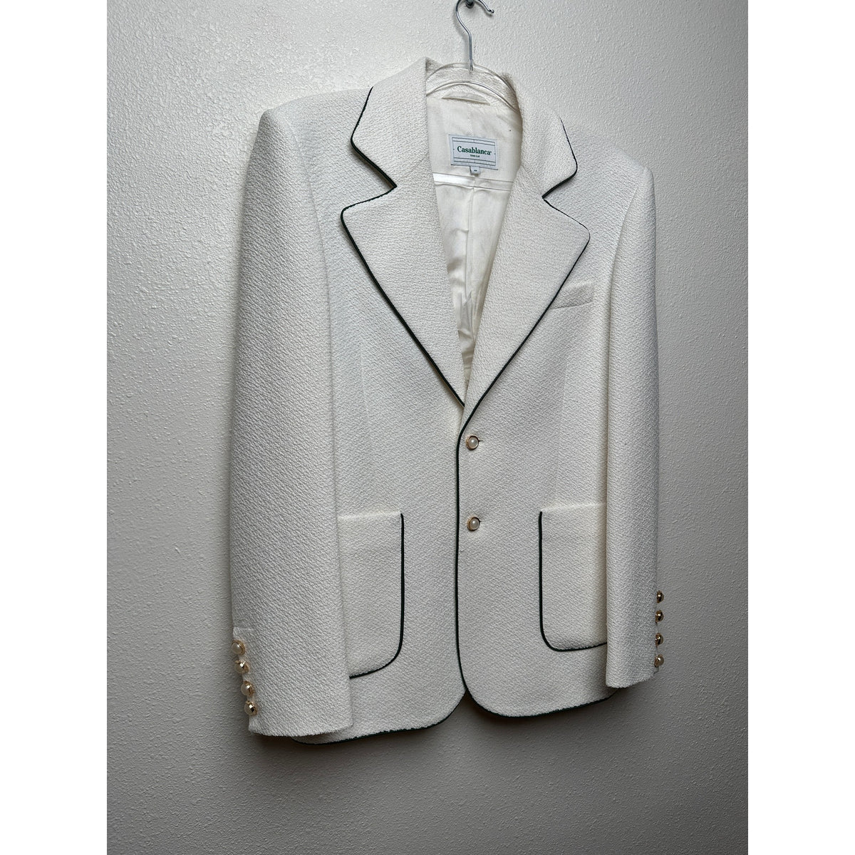 Casablanca Tennis Club Ivory Piped Blazer Men's US 38