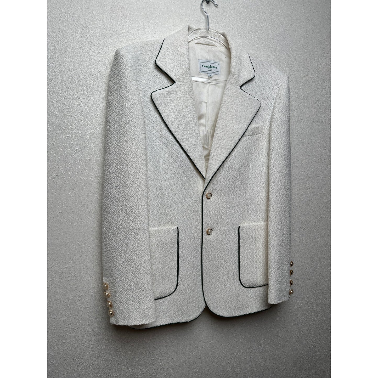Casablanca Tennis Club Ivory Piped Blazer Men's US 38
