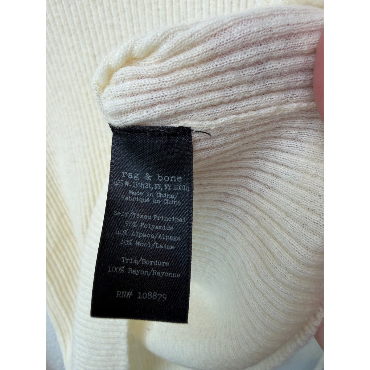 Rag & Bone Ribbed V Neck Sweater Women US S Cream
