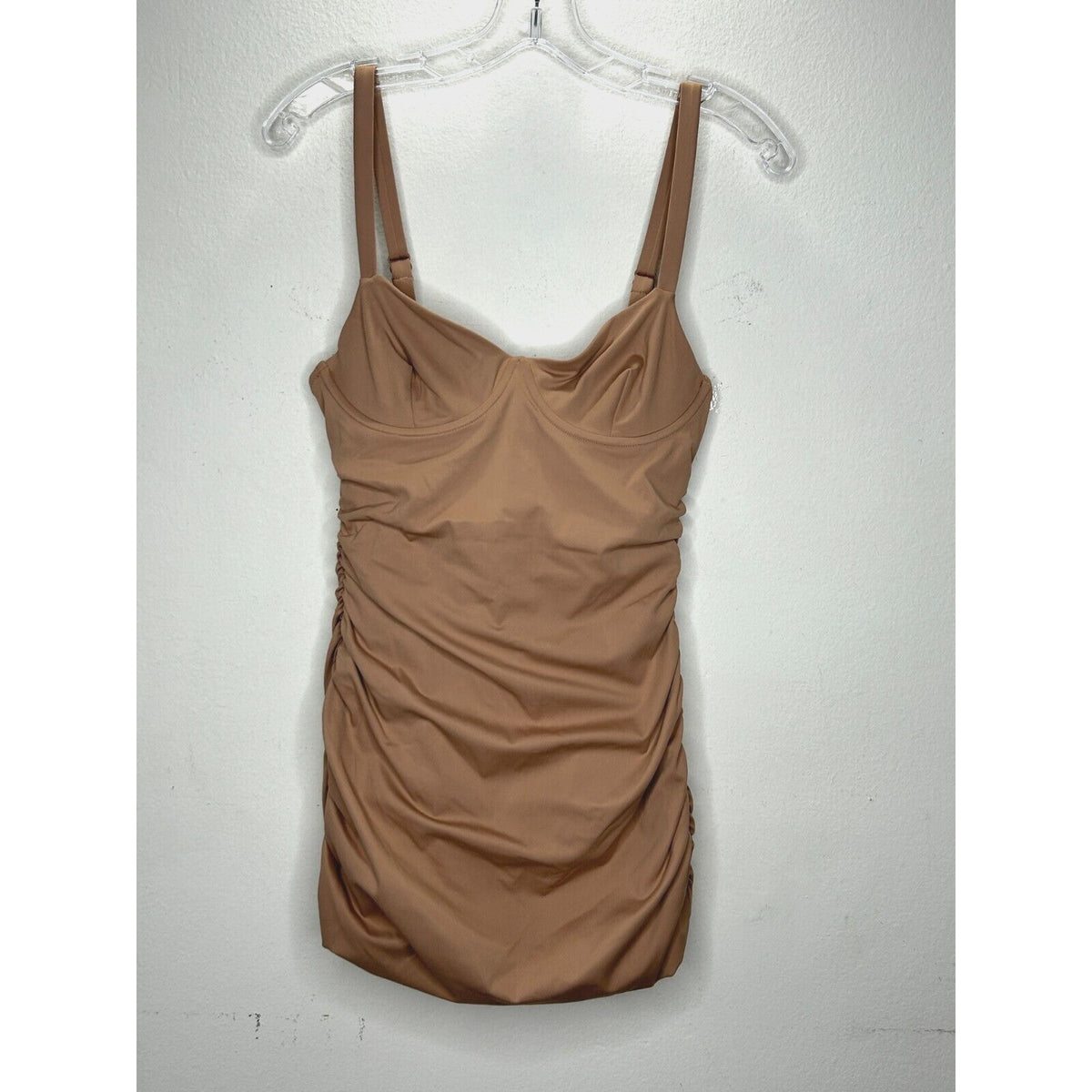 NWT Skims Sienna Tan Sculpting Ruched One Piece Bathing suit Swim Dress Small