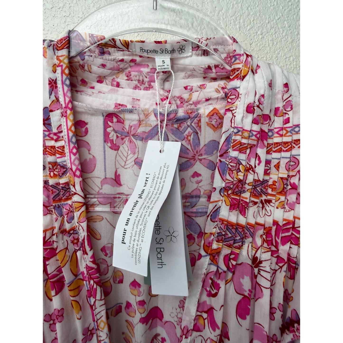 NWT Poupette St Barth Bice Pink Womens Mini Dress S