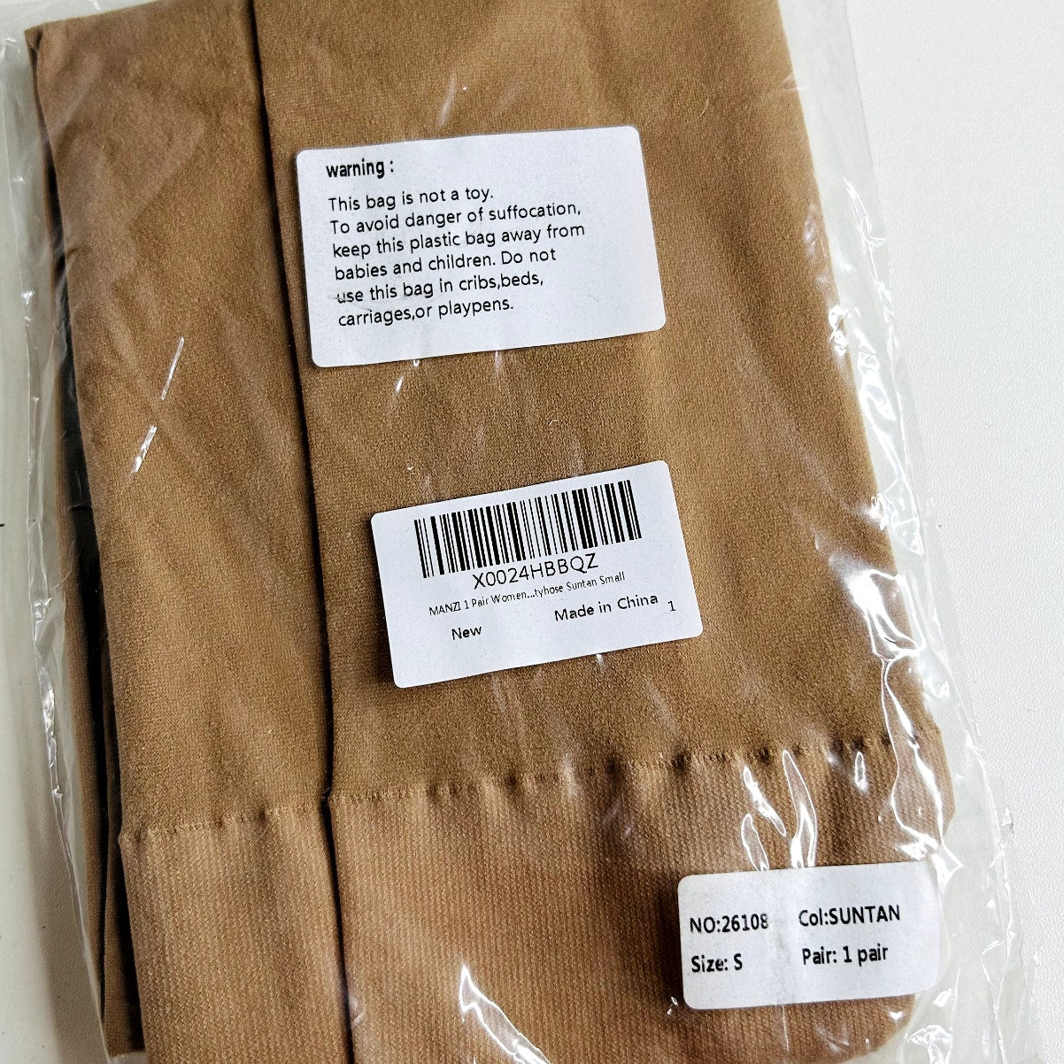 NIB Manzi Suntan Reinforced Toe Soft Stretchy Durable Pantyhose Stockings Small