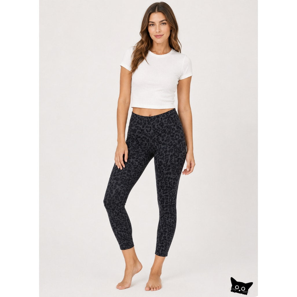 Loft Black and Gray Muted Leopard Print Ponte Leggings Jeggings High Waist XSP