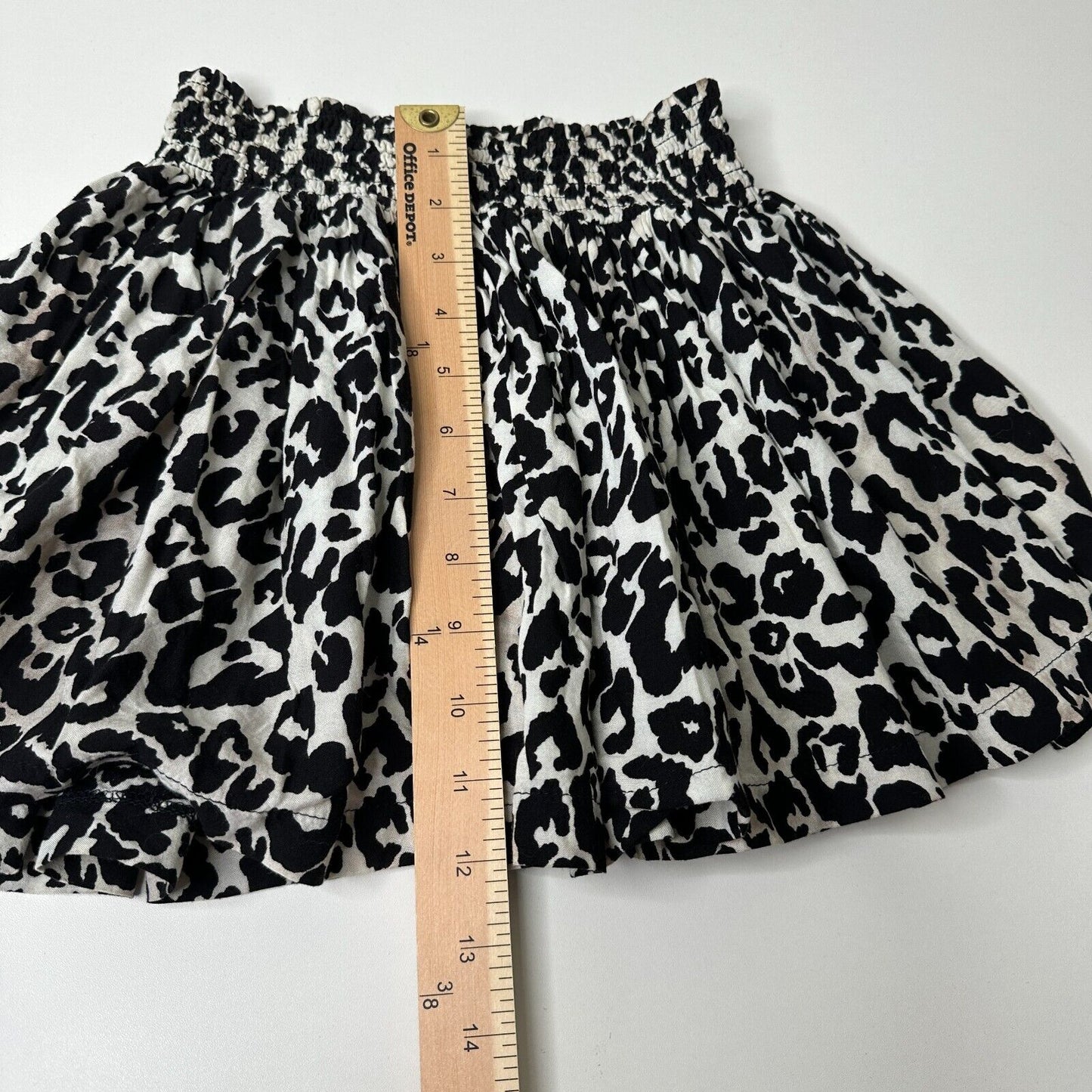 H&M Divided Leopard Print Cream and Black Ruffled Saucy Mini Skirt Smock Waist 4